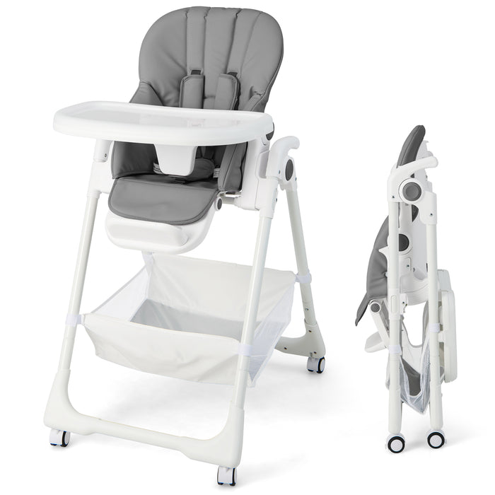 Grey Highchair for Babies - Safety-Conscious Design with Adjustable and Folding Features - Ideal Solution for Mealtime Challenges of Infants and Toddlers