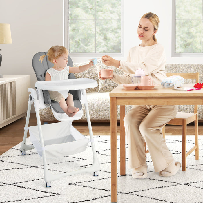 Grey Highchair for Babies - Safety-Conscious Design with Adjustable and Folding Features - Ideal Solution for Mealtime Challenges of Infants and Toddlers
