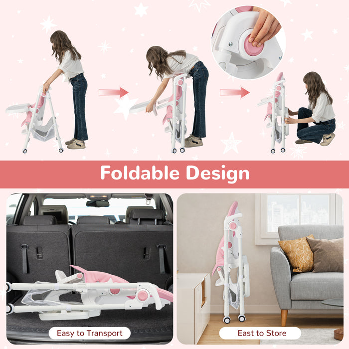 Grey Highchair for Babies - Safety-Conscious Design with Adjustable and Folding Features - Ideal Solution for Mealtime Challenges of Infants and Toddlers