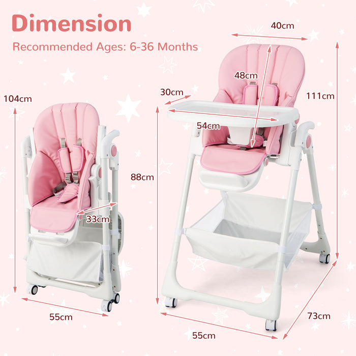 Grey Highchair for Babies - Safety-Conscious Design with Adjustable and Folding Features - Ideal Solution for Mealtime Challenges of Infants and Toddlers