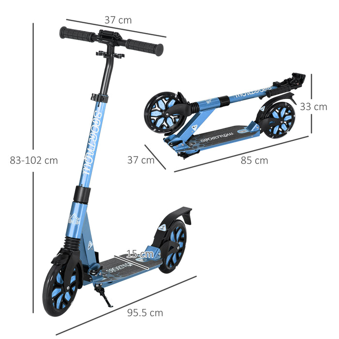 Foldable Kick Scooter with One-Click Mechanism - Adjustable Handlebar, Kickstand, Dual Shock Absorption, Large 200mm Wheels, ABEC-9 Bearings - Smooth Ride for Commuters and Urban Travelers