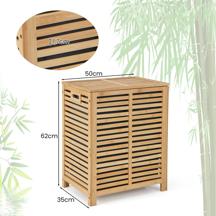 Bamboo Laundry Hamper - 80L Capacity, Natural Finish, with Lid and Handles - Ideal for Organizing Laundry and Simplifying Household Tasks