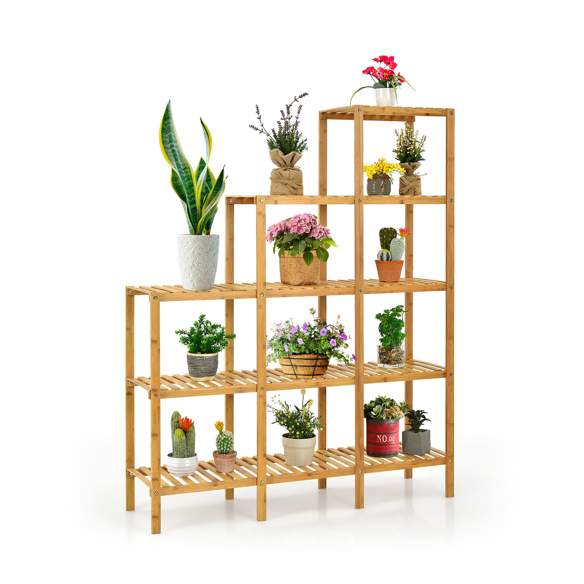 Bamboo 5-Tier Stand - Plant Storage Organizer Rack with Multiple Shelves, Natural Finish - Perfect for Home Garden Decor & Space Saving Solution