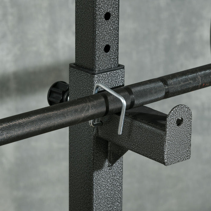 Heavy Duty Adjustable Barbell Rack - Squat & Dip Station Power Stand with Multifunctional Weight Lifting Capabilities - Ideal for Home Gym Strength Training