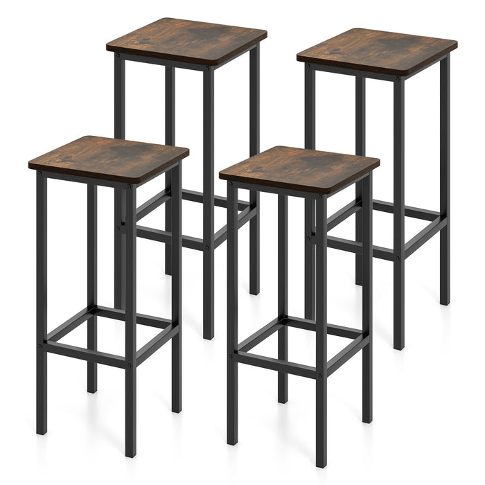 4-Piece Bar Stool Collection - Sleek Grey Finish with Durable Metal Legs and Comfortable Footrest - Ideal for Home Bar or Kitchen Counter Seating Solution