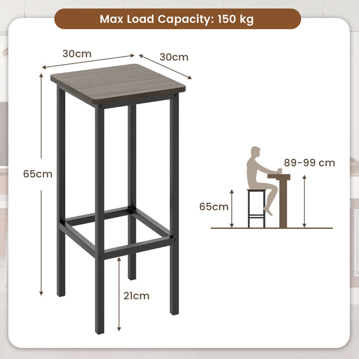 4-Piece Bar Stool Collection - Sleek Grey Finish with Durable Metal Legs and Comfortable Footrest - Ideal for Home Bar or Kitchen Counter Seating Solution