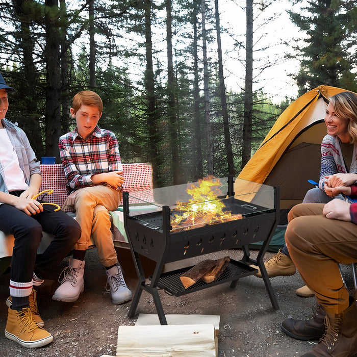 Wind Guard and Seasoning Rack Charcoal Grill - Barbecue Essentials for Outdoor Cooking - Ideal for Grill Enthusiasts and Patio Entertainment