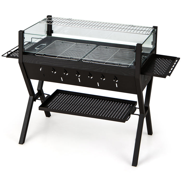Wind Guard and Seasoning Rack Charcoal Grill - Barbecue Essentials for Outdoor Cooking - Ideal for Grill Enthusiasts and Patio Entertainment