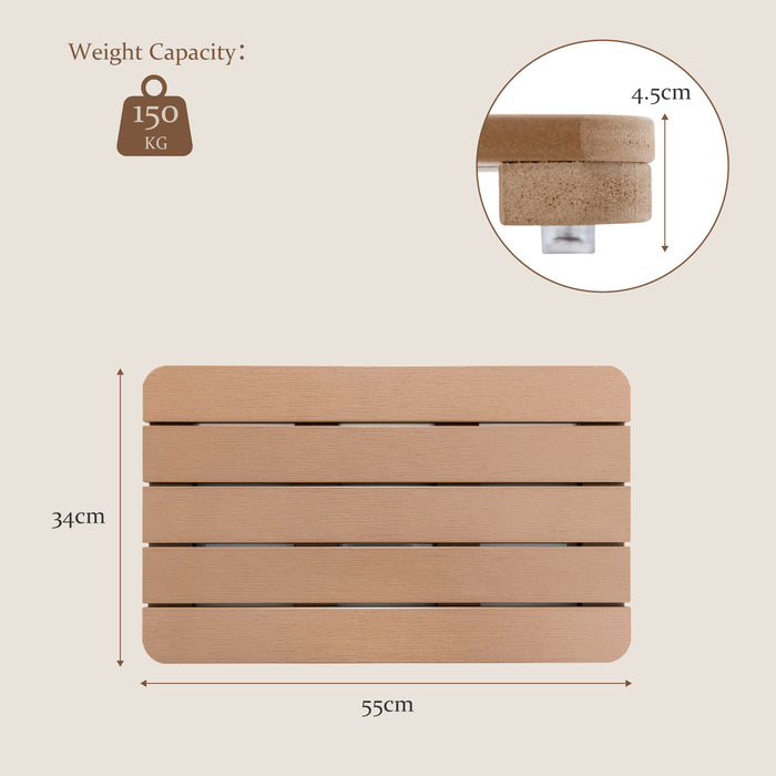 Bathroom Shower Mat - 55 x 34 cm Brown Design with Non-Slip Foot Pads - Perfect for Ensuring Safety and Comfort in the Shower