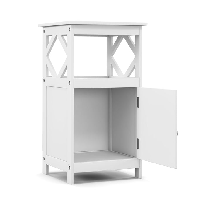 Floor Cabinet For Bathroom - With Open Compartment and Single Door Design - Ideal Storage Solution for Towels and Toiletries