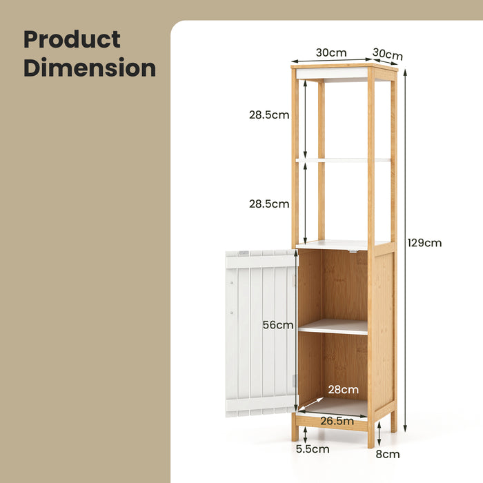 Unbranded Bathroom Storage Unit - Floor Cabinet with Door and Multiple Shelves, Adjustable Setup - Ideal for Organizing Bathroom Essentials in a Natural Finish