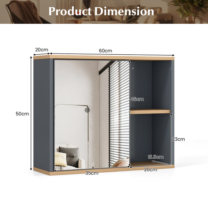 Wall Mounted Bathroom Cabinet - Single Mirror Door with Adjustable Shelf - Perfect for Space Maximization and Organization Solutions