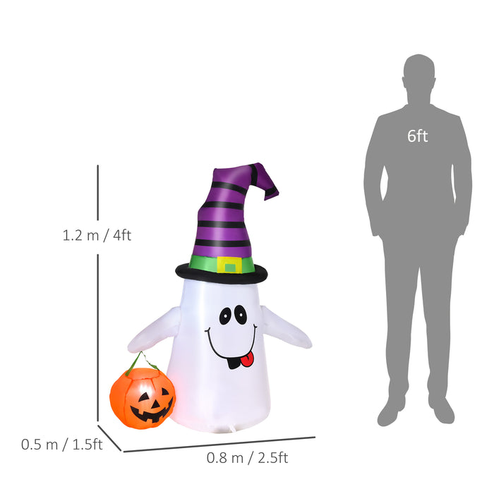 1.2m LED-Lit Witch Ghost & Pumpkin Lantern - Inflatable Halloween Decoration with Built-in Fan - Speedy Delivery, Weatherproof Design for Outdoor Festivities