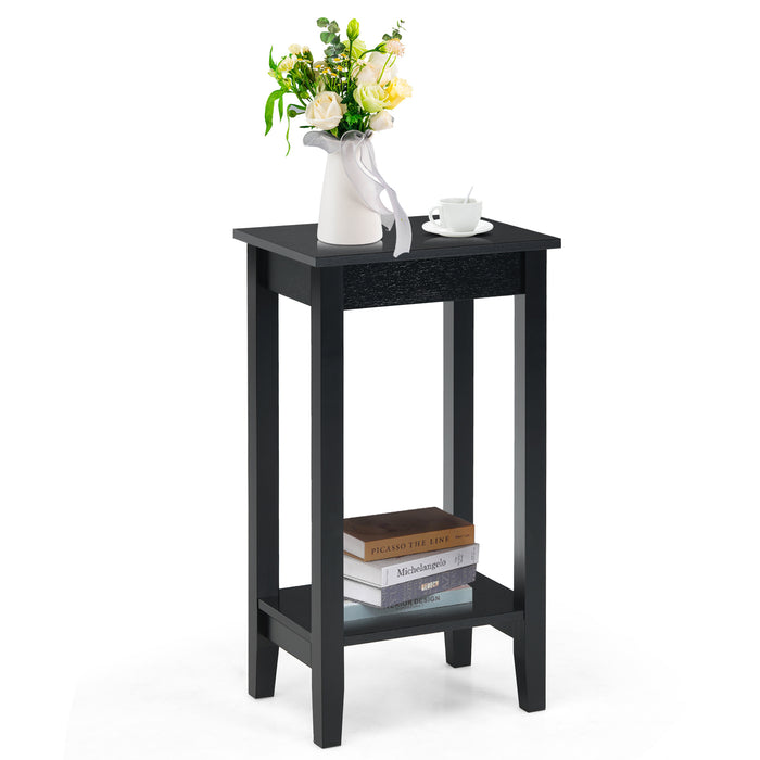 Bedside Tables and Sofa End Table with Dual Storage Shelves in Black - Ideal for Home Organization and Space-Saving Needs