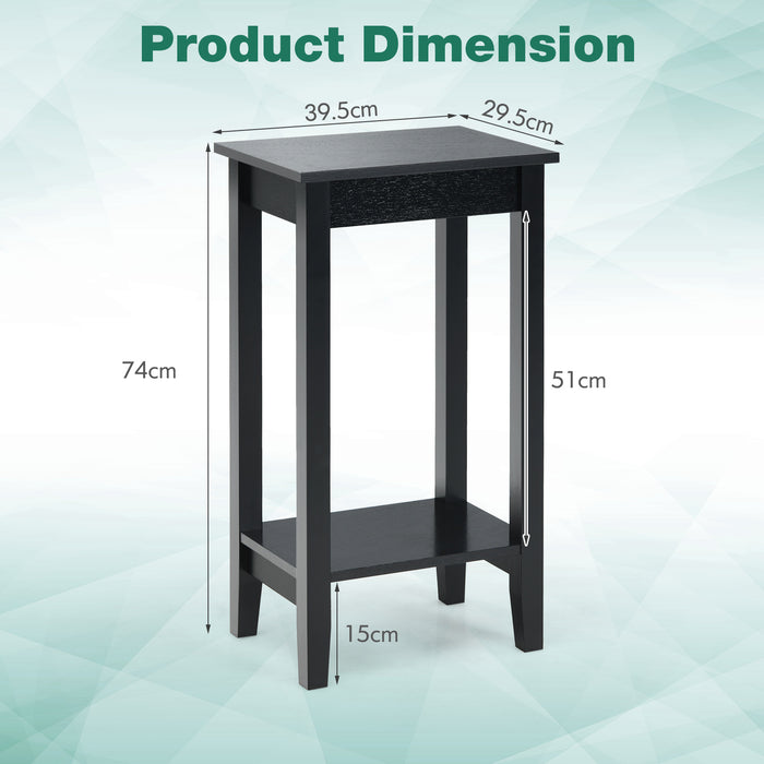 Bedside Tables and Sofa End Table with Dual Storage Shelves in Black - Ideal for Home Organization and Space-Saving Needs