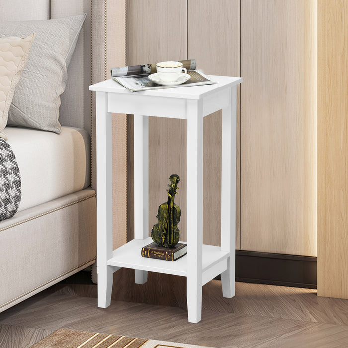 Bedside Tables and Sofa End Table with Dual Storage Shelves in Black - Ideal for Home Organization and Space-Saving Needs