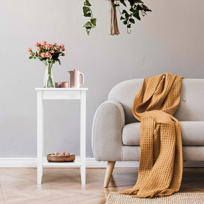 Bedside Tables and Sofa End Table with Dual Storage Shelves in Black - Ideal for Home Organization and Space-Saving Needs