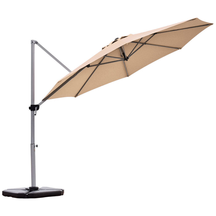 Cantilever Patio Umbrella 3.3m - Tilting Adjustment Feature and Sturdy Cross Base in Beige - Perfect Solution for Outdoor Sun Protection