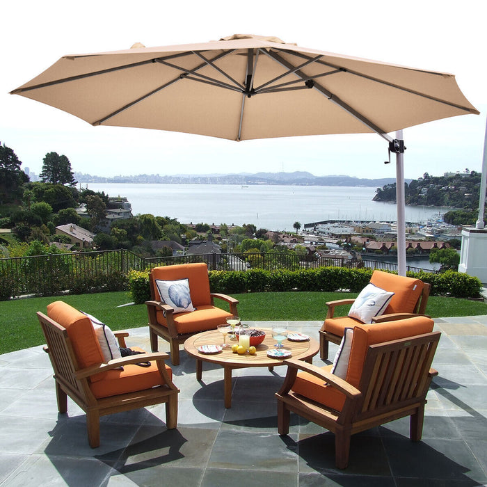Cantilever Patio Umbrella 3.3m - Tilting Adjustment Feature and Sturdy Cross Base in Beige - Perfect Solution for Outdoor Sun Protection