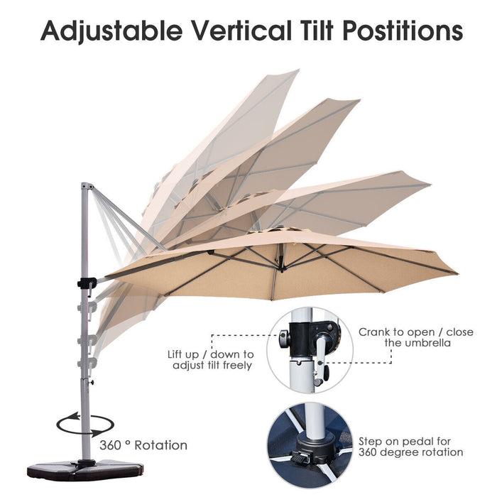 Cantilever Patio Umbrella 3.3m - Tilting Adjustment Feature and Sturdy Cross Base in Beige - Perfect Solution for Outdoor Sun Protection