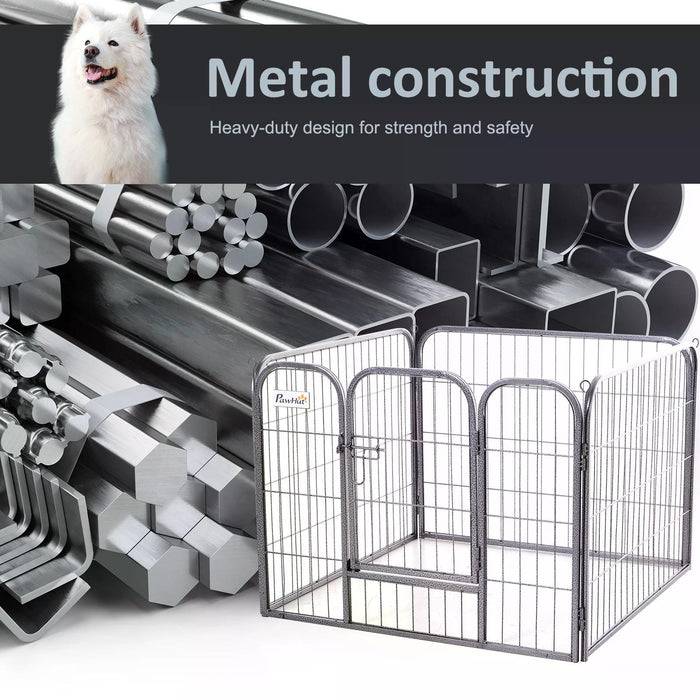 Heavy Duty Dog Kennel - Large Square Metal Foldable Pen for Pets in Grey - Ideal for Secure Enclosure of Medium to Large Dogs