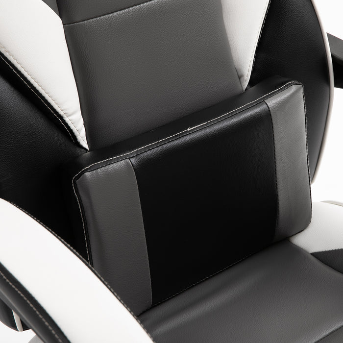 Ergonomic Gaming Chair with Footrest and Lumbar Support - Thick Padding, Headrest, 5 Smooth-Rolling Wheels, Reclining Backrest - Adjustable Height for Comfortable Gaming & Home Office Use, Grey