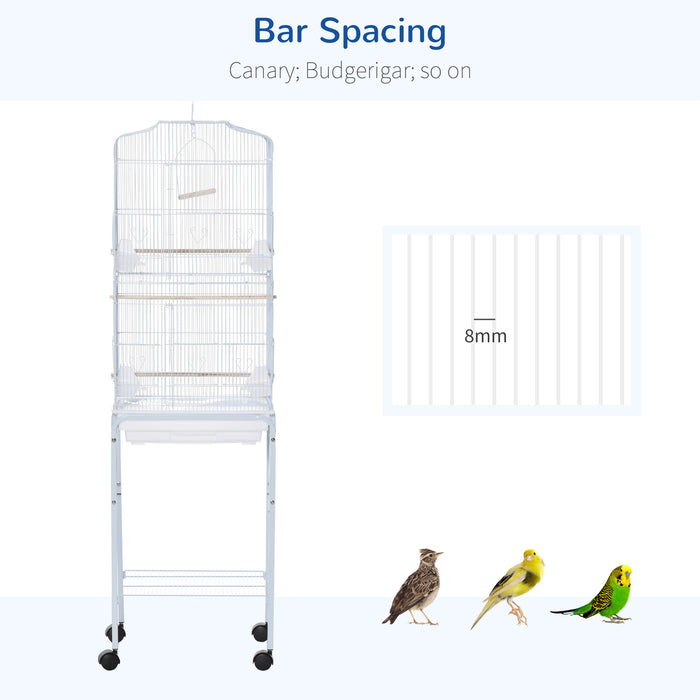 Parrot Breeding Cage with Stand - Heavy-Duty Metal Construction, Tray, Wheels - Ideal for Parakeets and Bird Care Enthusiasts