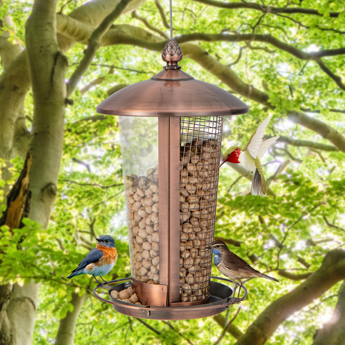 Garden Essentials Outdoor Feeder - Hanging Bird Feeder with Dual Tubes for Various Seeds - Perfect for Bird Watching and Attracting Different Bird Species
