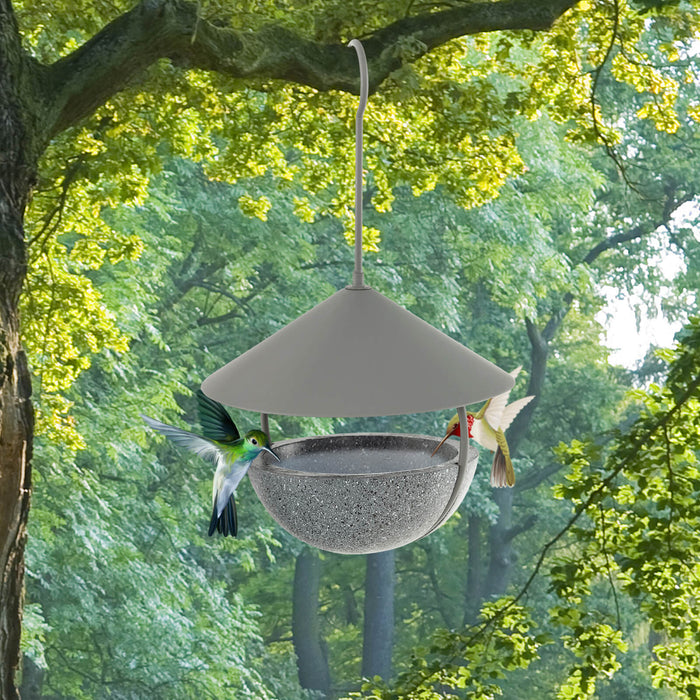 Metal Hanging Bird Feeder and Bath - Weatherproof Dome for Outdoor Use - Ideal for Attracting a Variety of Birds to Your Garden
