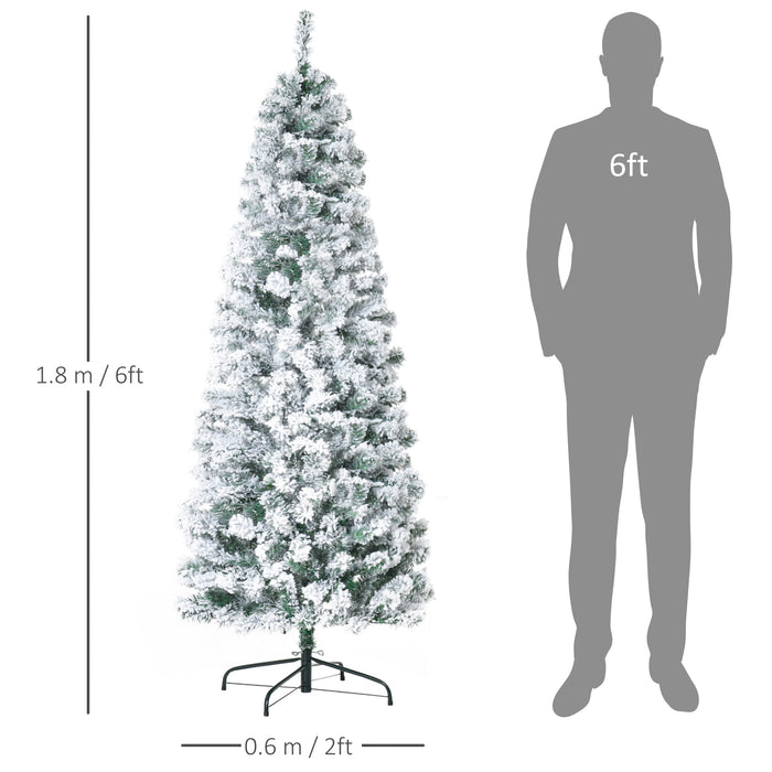 Prelit 6ft Snow-Flocked Artificial Christmas Tree - Warm White LED Lights, Holiday Decor - Perfect for Festive Home Xmas Ambiance