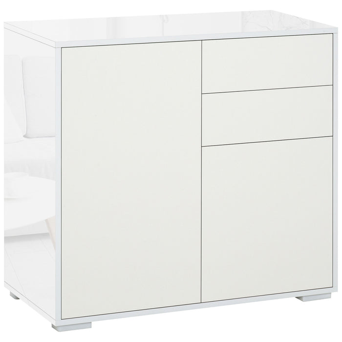2-Drawer & 2-Door Push-Open Cabinet - White Storage Solution for Home Office - Streamlined Organization Furniture