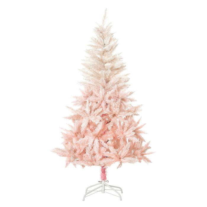 5ft White and Pink Artificial Christmas Tree with Metal Stand - Easy Automatic Open for Festive Decor - Ideal Holiday Centerpiece for Home Decoration