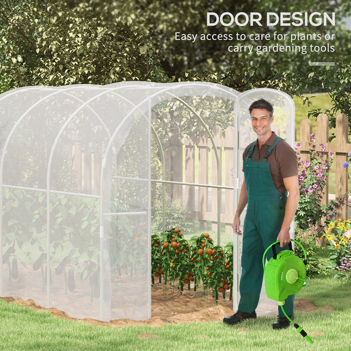 Walk-in Polytunnel Greenhouse with PE Cover - Sturdy Galvanized Steel Frame, 3m x 2m x 2m, Transparent - Ideal for Year-Round Gardening and Plant Protection