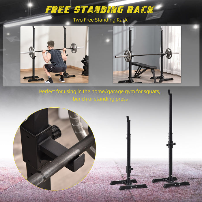 Heavy Duty Squat & Barbell Rack - Gym Fitness Power Stand with Spotter Bars for Weightlifting - Sturdy Equipment for Home and Commercial Gyms