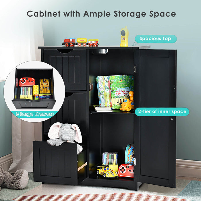Freestanding Bathroom Cabinet - Single Door with 3 Storage Drawers - Ideal for Keeping Bathroom Neat and Organized