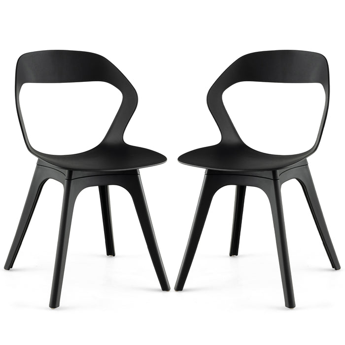 Modern Dining Chair Set - 2 Pieces Easy-assemble Kitchen Chairs in Black - Perfect for Contemporary Home and Apartment Décor