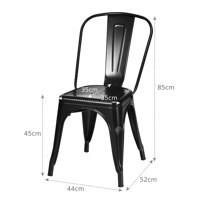 Metal Chair: Stackable & 4 Pieces - Dining Chair with Backrest in Black - Ideal for Creating Room Space & Comfortable Seating Experience
