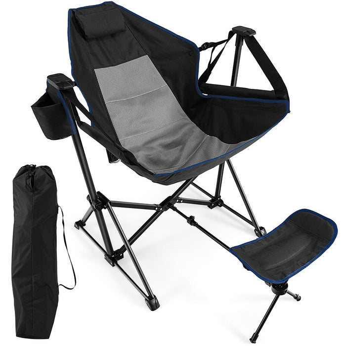 Portable Relaxation Device - Folding Hammock Chair with Retractable Footrest and Storage Bag - Ideal for Outdoor Activities and Leisure Enthusiasts
