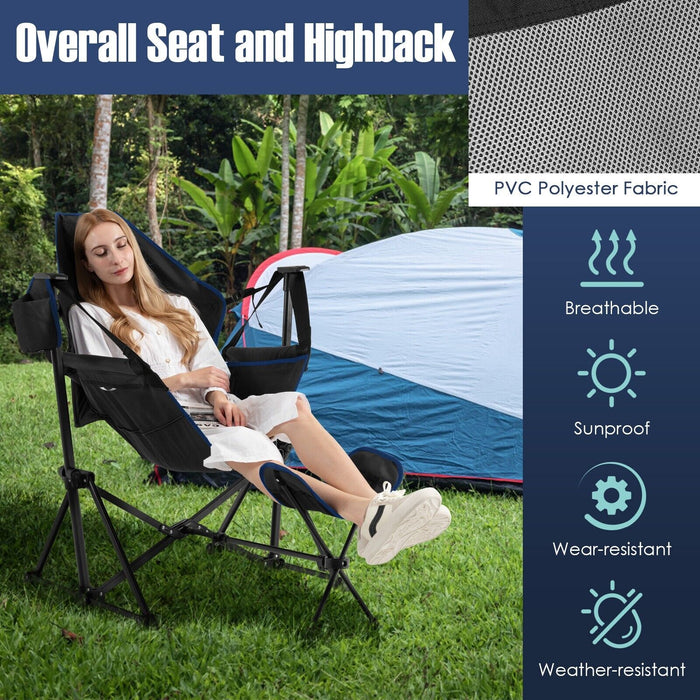 Portable Relaxation Device - Folding Hammock Chair with Retractable Footrest and Storage Bag - Ideal for Outdoor Activities and Leisure Enthusiasts