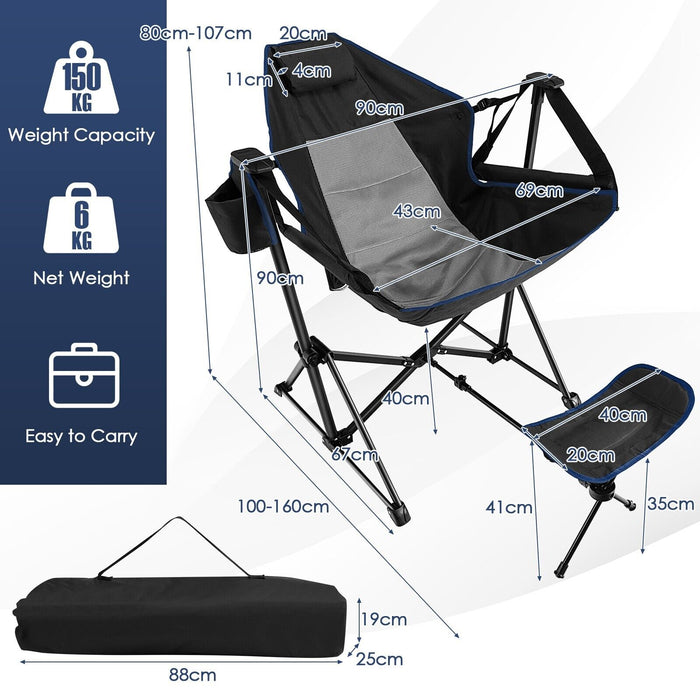 Portable Relaxation Device - Folding Hammock Chair with Retractable Footrest and Storage Bag - Ideal for Outdoor Activities and Leisure Enthusiasts