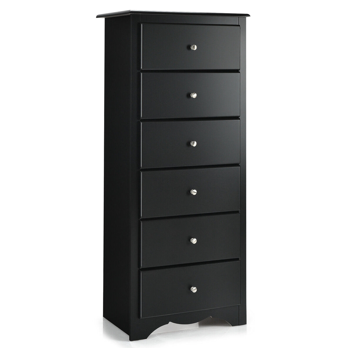 Freestanding Dresser Cabinet - 6-Drawer Storage Solution in Sleek Black - Ideal for Bedroom Organization and Clutter Control