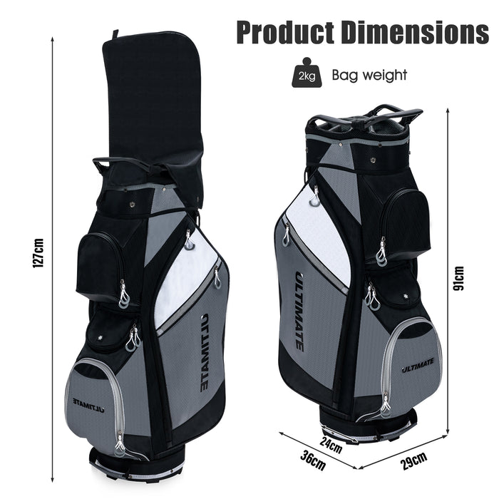 14-Way Lightweight Portable Golf Cart Bag - Accommodates Multiple Golf Clubs, Easy to Carry - Ideal for Golf Enthusiasts, Comes with Cooler Bag for Refreshments on the Course