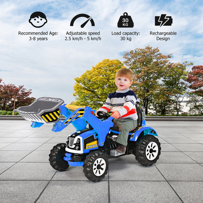 Blue Power Wheels - 12V Battery-Powered Children's Ride-On Excavator with Horn and Safety Belt - Entertainment and Safety for Little Adventurers