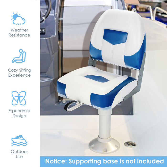 Boat Chair Set - 2-Piece Black Low-Back Folding Design with Long Fixation Strap - Perfect for Outdoor Water Activities