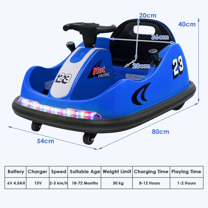 Battery Powered Kids Bumper Car, 6V - Kids Ride-On Toy with Dual Joysticks, Blue - Perfect for Fun-filled Outdoor Playtime