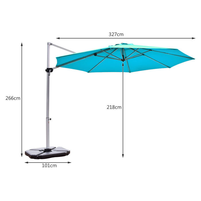 Cantilever Patio Umbrella 3.3m - Tilting Adjustment Feature and Sturdy Cross Base in Beige - Perfect Solution for Outdoor Sun Protection