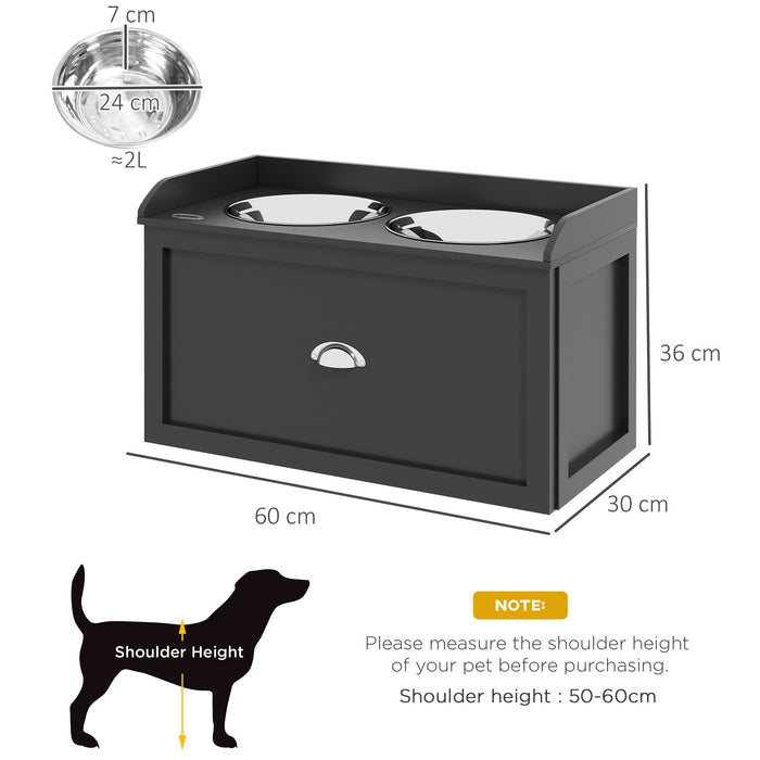Elevated Stainless Steel Pet Bowls with Storage - 21L Drawer for Food and Supplies - Ideal for Large Dogs and Cats
