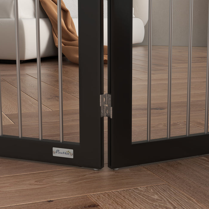 Freestanding Foldable Dog Gate with Two Support Feet - Perfect Barrier for Staircases, Hallways, and Doorways - Ideal for Pet Owners Seeking Safety and Flexibility
