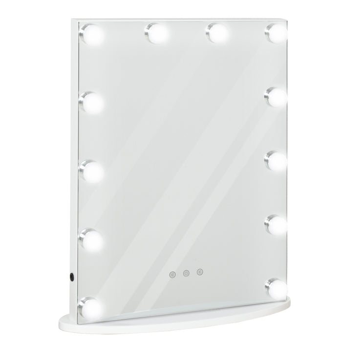 Lighted Hollywood Makeup Mirror - 12 Dimmable LED Bulbs with USB Power Supply for Dressing Table - Ideal for Beauty Routines and Vanity Stations