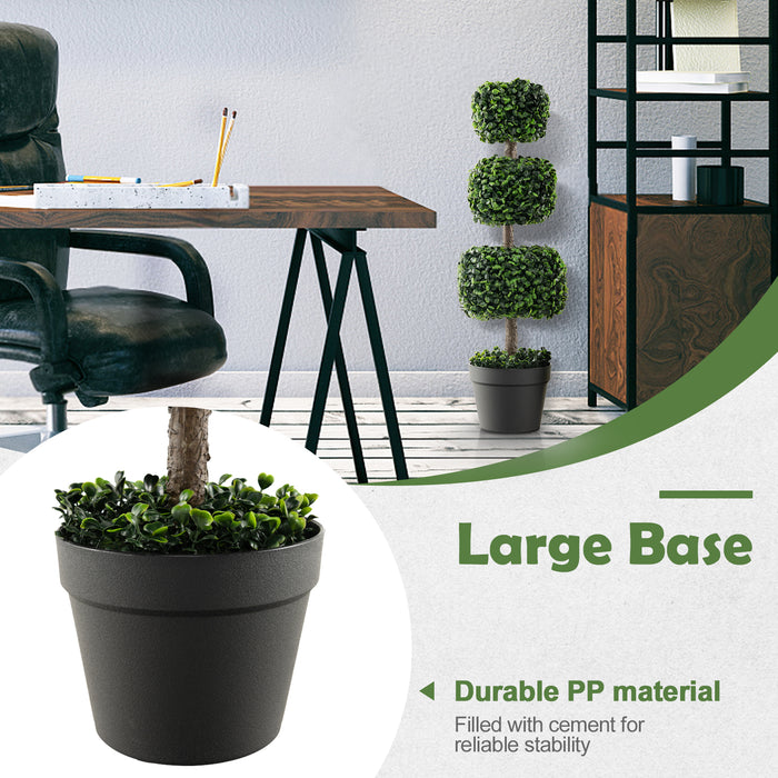 Artificial Boxwood Topiary Ball Tree, 75cm - Features Cement-Filled Plastic Pot - Ideal Decor for Home and Garden